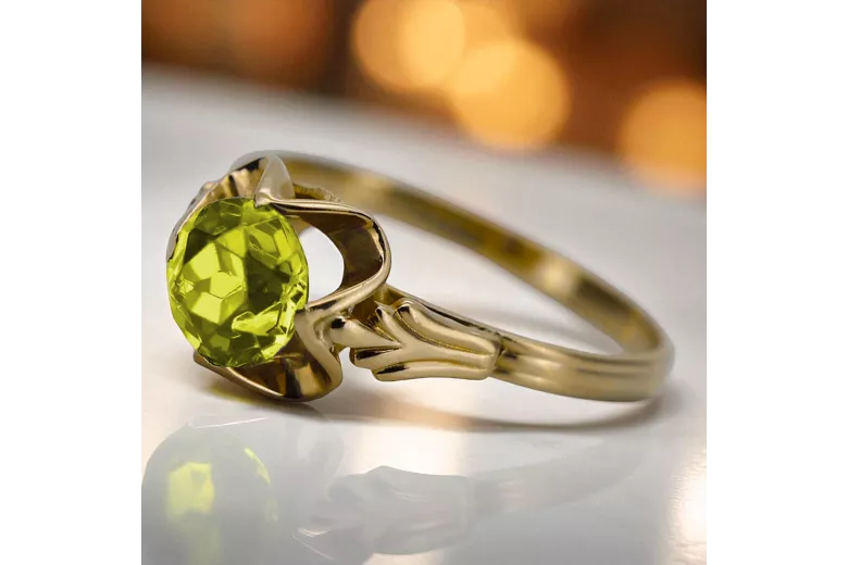 Peridot galben Aur galben 14K Inel Vintage vrc023y